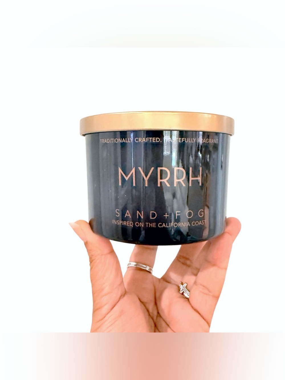 Sand + Fog Myrrh Large Scented Candle - Black & Gold